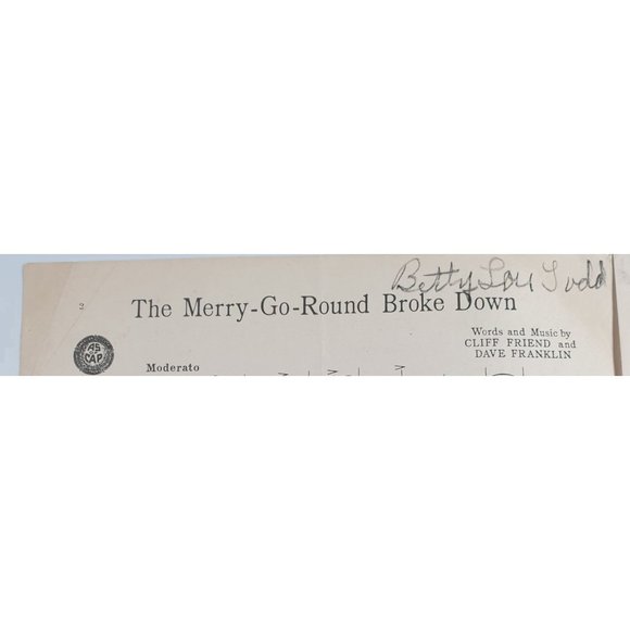 Vintage Sheet Music 1937 The Merry Go Round Broke Down Voice Piano Guitar - Picture 3 of 4